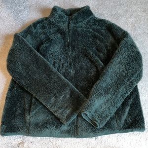 fluffy dark green jacket